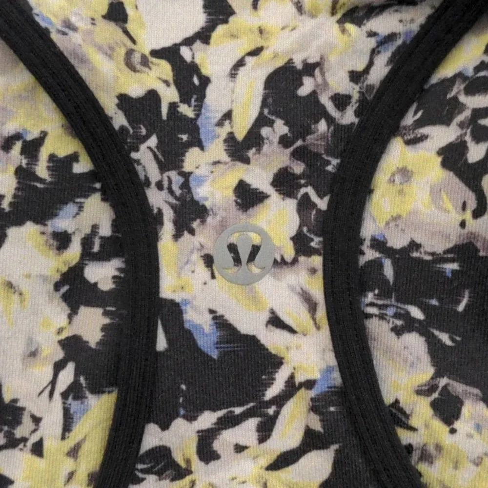 Lululemon Cool Racer Tank Black White Floral - Picture 2 of 4